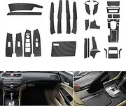 FZJDSD 29pcs Carbon Fiber Style Decor Interior Kit Cover Trim Center Console Door Window Control Panel Cover Molded Door Lock Switch Trim Compatible with Honda Accord 2008 2009 2010 2011 2012