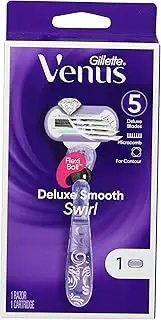 Gillette, Venus Deluxe Smooth Swirl Women's Razor Handle + 1 Blade Refill, 1 Count