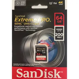 SanDisk 64G 128G 256G Extreme pro SD 200MB SDXC U3 4K 相機記憶卡