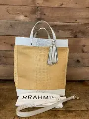 Brahmin Large Miriam II Daydream Bijou Straw Weave & Leather Tote---NWT