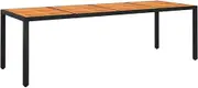 Acacia Wood Garden Table Outdoor, Dining Patio, Tall Party Table, Foldable, Portable, Black Poly Rattan, 250x100x75 cm