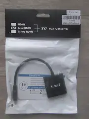 J&D Mini HDMI to VGA Adapter Package Sealed New!