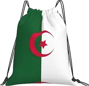 EdWal Flag Of Algeria Print Drawstring Backpack Gym Bags Sports Draw String Bags For Gym Travel Swimming Beach, White, One Size