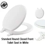 Round Enameled Wood Closed Front Toilet Seat, White, Fits Round Bowls-Brand NEW