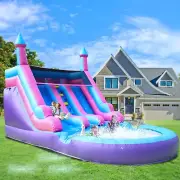 6.2x3.3x3.7m Commercial PVC Inflatable Double Water Slide Pool with 1100W Blower