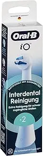 Oral-B iO Interdental Cleaning Original Replacement Toothbrush Heads/Round Brush Heads for Oral-B iO Electric Toothbrushes, Suitable for Braces, Implants and Misalignment of Teeth, Pack of 2, White