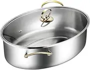 LCSVCCXA Stainless Steel Oval Fish Steamer Cooker with Multi-Functional Lid