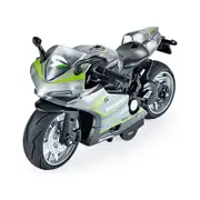 Catzon Pull Back Motorcycle Toys 1/12 Scale with Music Light for Boys Kids Silver