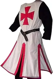 Enjoybuy Mens Medieval Crusader Knights Templar Tunic Costumes Renaissance Halloween Warrior Black Plague Cloak Cosplay Top