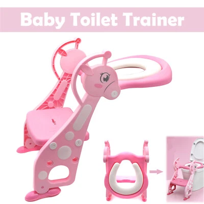 Pink Dear Kids Potty Training Seat w/ Step Ladder Toilet Chair for Child Toddler