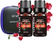 MUMAZYL 2Pack Rose Essential Oils Organic Olant & Natural 100% Pure Therapeutic Grade Oil Perfect for Diffuser, Humidifier, Massage, Aromatherapy, Skin & Hair Care-2x10ml