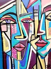 CORBELLIC EXPRESSIONISM 16X20 PUZZLE TIME CUBIST FINE ART HOME INTERIOR DESIGN