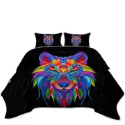 Colorful Wolf Face Coverlet