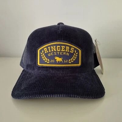 Ringers Western Navy Blue Trucker Cap Wheatbelt Corduroy Unisex Mens Womens