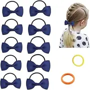 10pcs 2 Inches Baby Bows for Girls Baby Hair Bands Baby Hair Bobbles Bows Hair Ties School Hair Accessories Bow Bobbles Fit School Cheerleading Christmas Hairbands(Navy)
