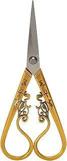 Baxnore Small Embroidery Scissors Stainless Steel Shears Professional Thread Snips for Yarn Fabric Handmade Projects (Coffee Yellow)