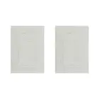 2 Piece Bathroom Rugs Set Ivory Bath Mats Reversible Super Soft, Cotton Bathr...
