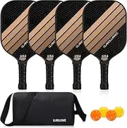 Pickleball Paddles Set of 2 | 4 Pickleball Rackets,USAPA Approved Pickleball Set of 2 | 4 Pickle Ball Paddles,Fiberglass Surface & 13 mm PP Honeycomb Core,4 Indoor & Outdoor Balls,1 Bag