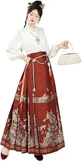 [TTYAO REII] Women's Mamianqun Chinese Hanfu Costume Ming Dynasty Horse Face Skirt Mandarin Collar Blouse for New Year Party