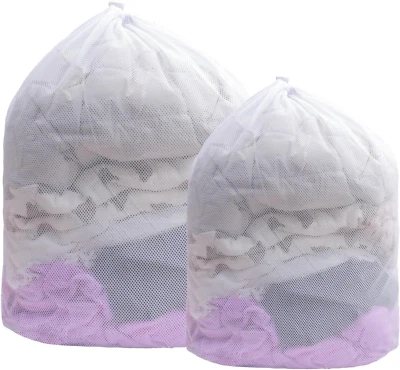2 Pack Mesh Laundry Bags, Large Laundry Drawstring Bag Heavy Duty Large Mesh Lau