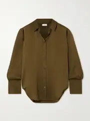[FRAME] FRAME - The Standard Silk Shirt - Army green - small small Green