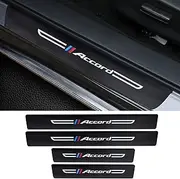 Cotree 4PCS Carbon Fiber Textured Leather Car Door Sill Protector Compatible with Accord, Car Door Threshold Protector, Car Door Sill Decoration Scuff Plate Fit for Accord Accessories