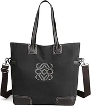 [PORRASSO] Women's Shoulder Bag Canvas Tote Girls Handbag Crossbody Bag for Shopping School Travel Work