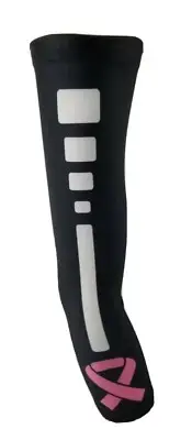 Sports Arm Sleeve Compression Arm Sleeve Anti-Slip Breast Cancer Awareness Black