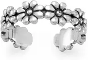 [JewelryWeb] Oxidized 925 Sterling Silver Flower toe ring The Band Is 5mm Wide