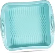 FUNOMOCYA Silicone Baking Tray Square Cake Tin Non-Slip Handles for Bread Muffin Madeleine Non-Stick Modern Sleek Design