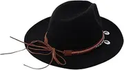 [OATIPHO] Women's Woolen Hat British Style Retro Felt Hat Jazz Cap Flat Elegant and Stylish Black