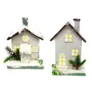 [Vanguard Universal] Christmas Log Cabin w/ Brown Roof & LED Lights - 22x14x34cm