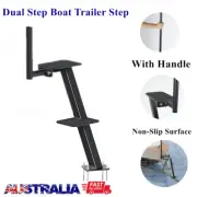 Universal 2 Steps Boat Trailer Step with Handle & Non-Slip Rust-Resistant