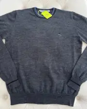 ETRO Milano Pullover Wool Knit Logo Crew Neck Dark Gray Sweater Men's XXL Size