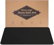DAWNTREES Black 80×50cm Large Stone Bath Mat, Diatomaceous Earth Shower Mat, Non-Slip Super Absorbent Quick Drying Bathroom Floor Mat, Natural, Easy to Clean (Black)
