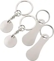 [BUTIFULSIC] 4pcs Stainless Steel Coin Buckle Cart Coin Keychain Grocery Cart Shopping Carts Mini Shopping Cart Shopping Cart Keychain Ticket Holders Men and Women Trolley