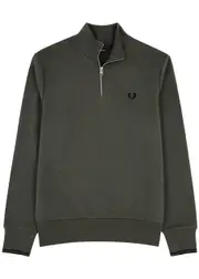 Fred Perry Logo-embroidered Cotton Half-zip Sweatshirt - Grey - Xxl XXL