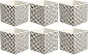 Amazon Basics Collapsible Fabric Storage Cubes with Oval Grommets - 6-Pack, Chevron, Taupe