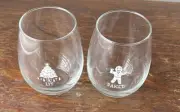 2 Libbey Clear Glassblown Stemless Wine Glasses ‘Baked’ & ‘Lit’