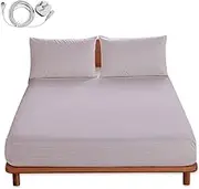 JIUMIWA Ground Sheet Queen Size with 5m Cord, 90% Organic Cotton + 10% Silver Fiber, Con ductive Earth Bed Sheets for Better Sleep and Wellness (White, Queen - 153x203x33cm)