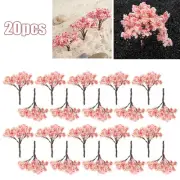 20pcs Miniature Props Blossom Cherry Tree Models Simulated Train Layout Display