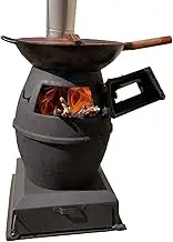 Charcoal Camping Stove, Pure Cast Iron Fire Wood Stove with Chimney Elbow and View Window, Burning Heating Stove with Fire Hook, for Oudoor, Cooking, Tent, Indoor, Heating