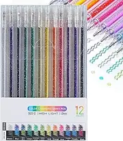 Glitter Pen Set | Assorted Gel Pens | Gel Glitter Pens, Art Supplies Gel Markers, Gels Marker Set, Adult Coloring Pen, Journaling Gels Pens, Crafting Glitter Pen, Glitters for Highlights