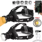 990000LM XHP90 XHP70 LED Headlamp Zoom USB Rechargeable Headlight Lamp Emergency