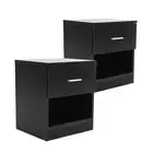 2X Bedside Table Side Storage Cabinet Nightstand Bedroom 1 Drawer 1 Shelf ELLA B