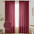 Melodieux Burgundy Semi Sheer Curtains 84 Inches Long Light Filtering