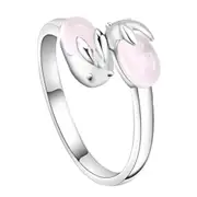 3PCS Silver plating Jewelry Open Ring Woman Fashion Retro Simple Cute Bunny Size Adjustable Ring