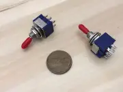 2 x RED Sleeve cap Latching 6 Pin DPDT ON OFF ON Toggle Switch 6A 125VAC B24