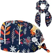 [YTYVAGT] Scrub Caps Women,Scrub Hats Suitable for Women,Christmas Reindeer Birds Boho