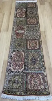 Oriental Persian Hand Knotted Silk Hallway Rug Carpet Runner Floor 236x60